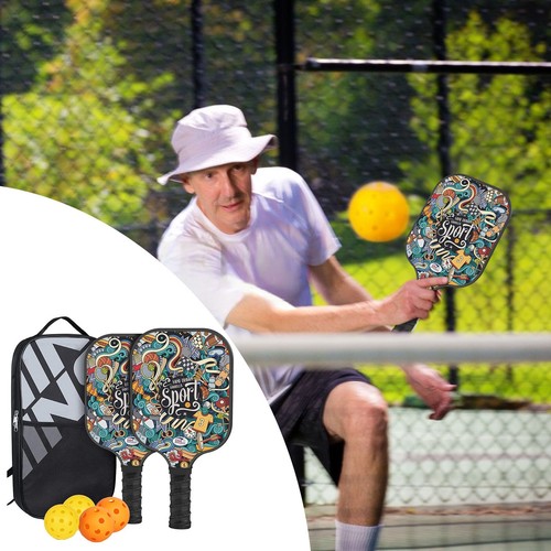 Pickleball Paddles Set of 2 Carbon Fiber Paddles with 4 Pickleball Balls and Bag - Picture 36 of 60