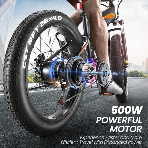 Electric Bike 26"x4" Fat Tire Electric Bike for Adults 500W Ebike Foldable Adult - Picture 40 of 48