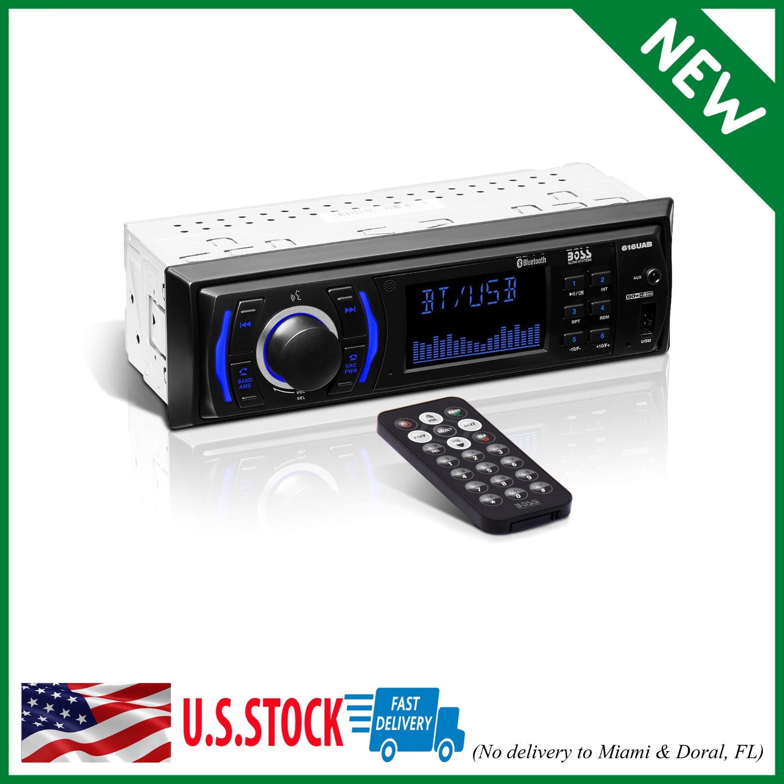 S 616uab Car Stereo With Bluetooth - Single Din, Mp3, Usb, A