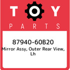 87940-60B20 Toyota Mirror assy, outer rear view, lh 8794060B20, New Genuine OEM 