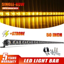 50"inch Slim LED Light Bar Amber White Strobe Spot Flood Combo Truck SUV ATV 52"