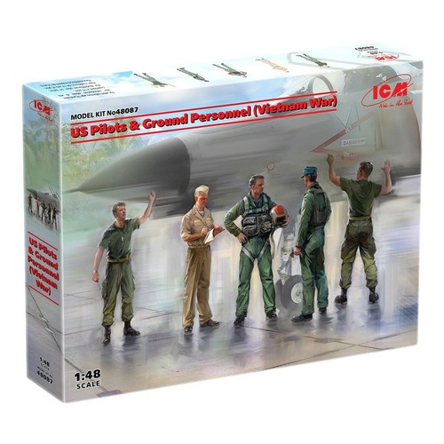 Kit modelo plástico ICM 48087 escala 1:48 pilotos estadounidenses y personal de tierra guerra de Vietnam - Imagen 1 de 24