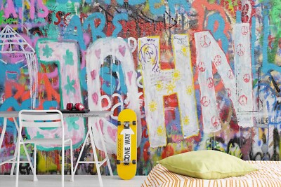 3D Text Graffiti Wallpaper Wall Murals Removable Wallpaper 29