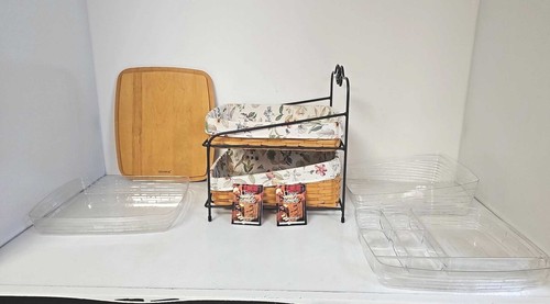 Longaberger Wrought Iron Desk Organizer Shelf Baskets, Lid, Liners, Protectors - Picture 5 of 11
