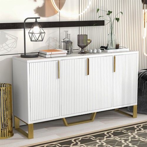 Modern Sideboard Buffet Storage Cabinet with 4 Doors and Adjustable Shelves - Picture 23 of 33