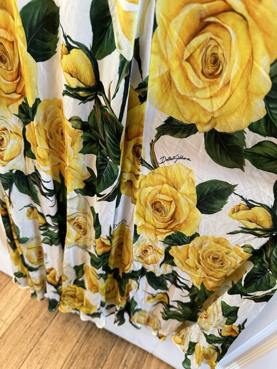 dolce gabbana Long organzine round-neck dress Maxi. yellow