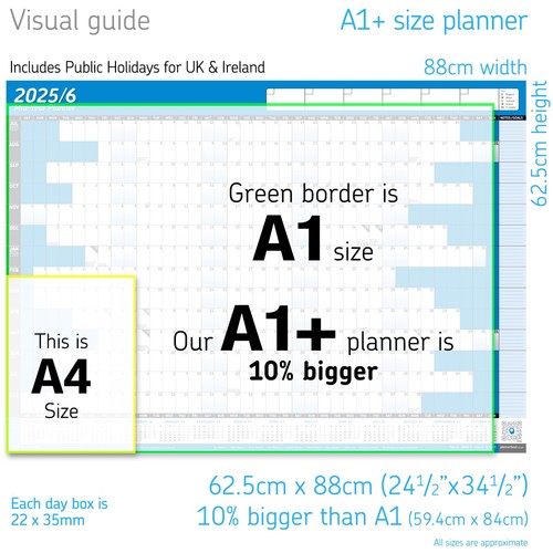 2025-2026 Mid-Year Wall Calendar A2+ Planner Academic Home Office 14 Months BLUE - Picture 4 of 180