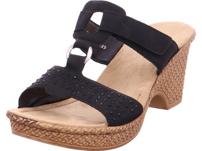RIEKER DAMEN PANTOLETTE schwarz Größe 60847 Klettverschluss RIEKER DAMEN PANTOLETTE schwarz Größe 60847 Klettverschluss