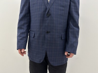 RaffaeleCaruso×NewYorker LOROネイビージャケット50 Rafaelle Caruso Plaid Mens Blue Sport Blazer Jacket Coat