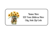 30 Black Eyed Susan Jar PERSONALIZED RETURN ADDRESS LABELS 1 in X 2 5/8 GLOSSY