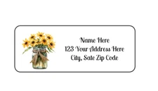 30 Black Eyed Susan Jar PERSONALIZED RETURN ADDRESS LABELS 1 in X 2 5/8 GLOSSY