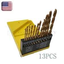 13pcs HSS Ti-coated drill bits 1.5-6.5mm with hex shank for wood & metal
