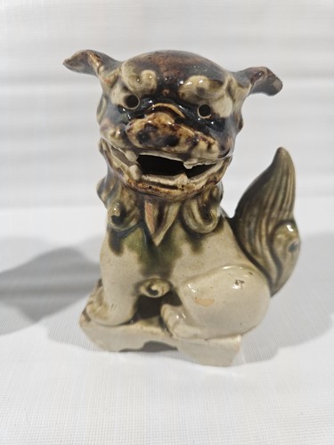 Vtg Pair Of Japanese Shisha Foo Dog Glazed Sculptures Carved Okinawa on Bottoms - Picture 2 of 23