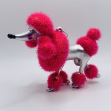 Bright Pink Poodle Dog Christmas Holiday Ornament Blown Glass Puppy 5" Tall