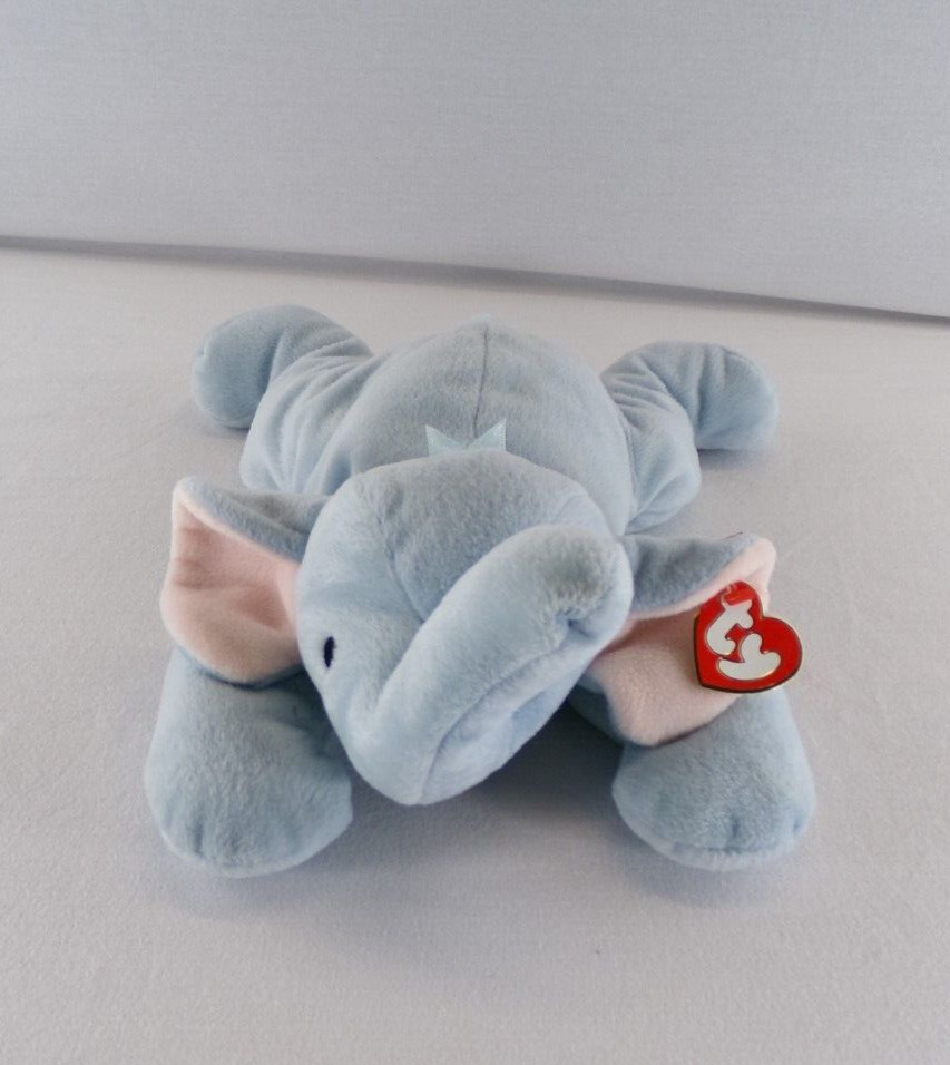 Ty Pillow Pals - Squirt the Elephant (azul liso) juguete de peluche animal MWT