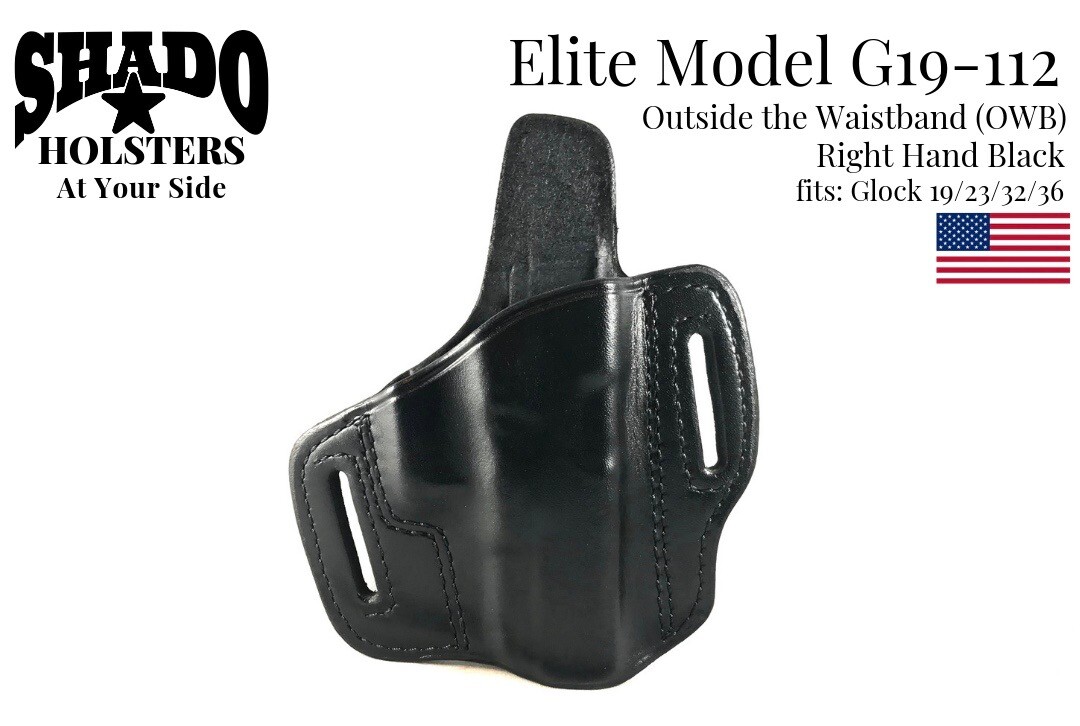 SHADO Leather Holster USA Elite Model G19-112 Right Hand Black OWB Glock Brand - Picture 3 of 11