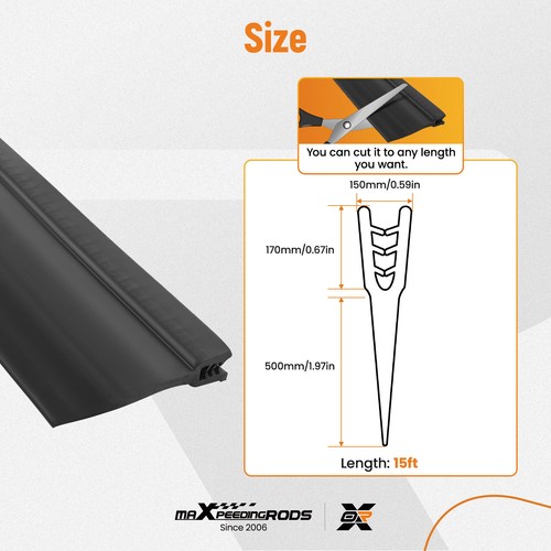 Striscia meteorologica in gomma EPDM 2,6 pollici x 15 piedi clip guarnizione scorrevole camper 2 3/5 x 1/2 - Foto 6 di 12