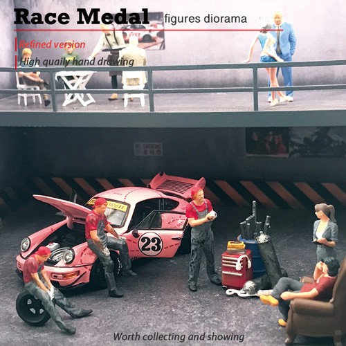1/64 Diorama Car Repair Figure Models Set Garage Workshop Props Scene Model Toys - Picture 4 of 40