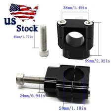 US Stock Black 1 1/8'' 28mm CNC HandleBar Fat Bar Risers Mount Clamp Adapter