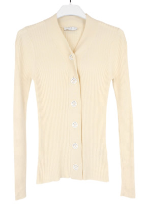 SANDRO Gabrielle Jumper Women's XS Cardigan Silk Blend Ribbed Knit Buttoned