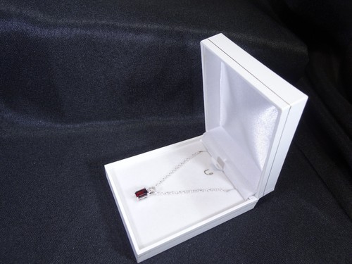1.29 ct Natural Garnet, White Topaz Solid Sterling Silver Italian Necklace-51cm - Picture 7 of 16