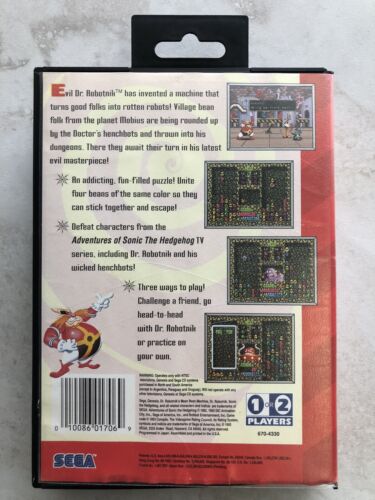 SEGA GENESIS DR. ROBOTNIK'S MEAN BEAN MACHINE GAME AND BOX 1993 Tested - Picture 2 of 4