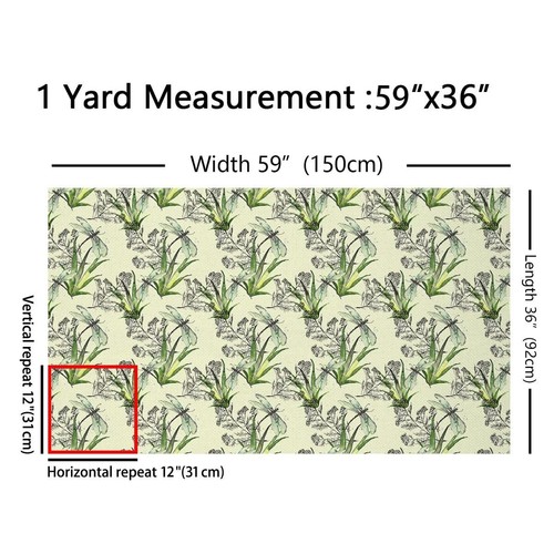 Rustic Style Waterproof Fabric by The Yard Green Graffiti Dragonfly Animal Ho... - Picture 2 of 5
