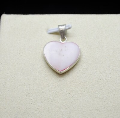 Sterling Silver Light Pink Heart Pendant / Charm #FMC471