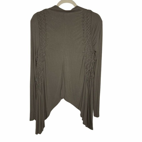 Cárdigan Anthropologie Ett Twa Talla Mediana Gris Drapeado Trenzado Frente Abierto - Imagen 3 de 11