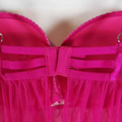 Lencería Babydoll Victoria Secret 36D Push Up Acolchada Añade 2 Tazas Rosa Magenta - Imagen 9 de 15