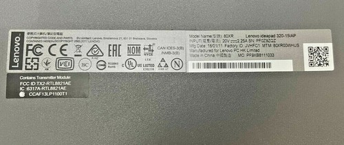 Lenovo IdeaPad 320-15IAP 80XR 15,6" Intel Celeron N3350 4 GB RAM, ¡SIN DISCO DURO, FS! - Imagen 9 de 11