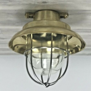 Details About Brass Ceiling Light W Stainless Cage Cover