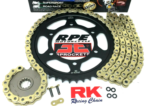 2009-2014 Yamaha R1 Gold or Chrome RK ZXW 520 X-Ring Chain and Sprockets Kit - Picture 2 of 11