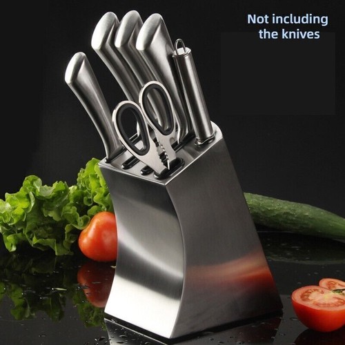 Kitchen Tool Storage Rack Scissor Slot Stainless Steel Knife Holder Block Set - Picture 2 of 9