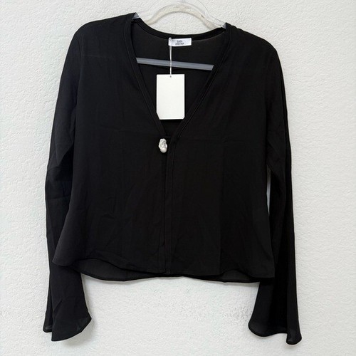 Sara Cristina Nerea Top Black with Pearl Size Medium - Picture 3 of 5