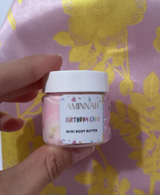 AMINNAH SKINCARE Birthday Cake Mini Body Butter Deluxe Sample 30ml 1 oz NWOB