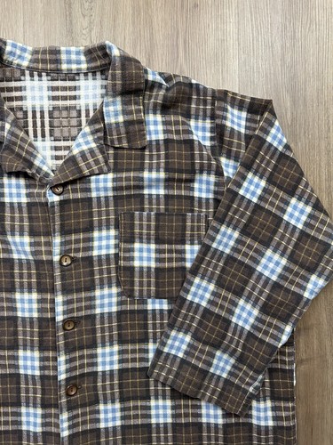 Men’s Cotton Multicolor Plaid Vintage Long Sleeve Flannel Pajama Shirt 3XL - Picture 3 of 7