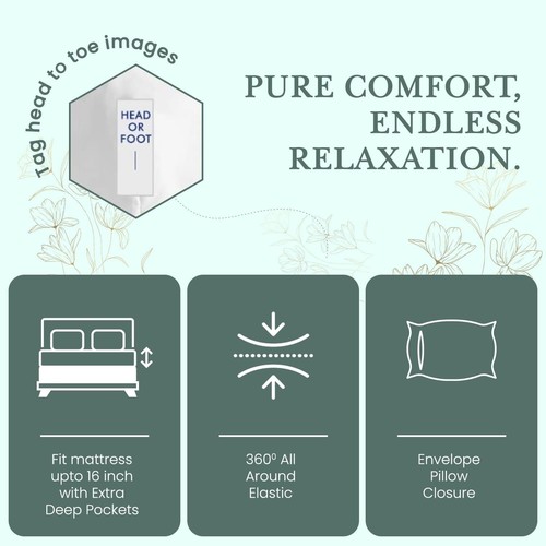 Elegant King Sheet Set with Deep Pockets - Cooling 100% Cotton, 300 Thread Count - Picture 7 of 11