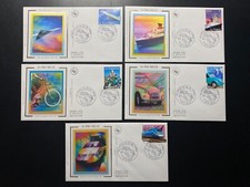 FDC "Le Siècle au Fil du Timbre (V) Transports" 23/03/2002 OBL LE MANS 3471/3475