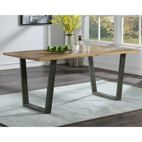 Reclaimed & Steel Rectangular Dining Table. Baumhaus Urban Elegance, 5 Yr G'Tee. - Picture 3 of 4