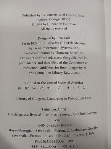 The Dangerous Lives of Altar Boys Chris Fuhrman 1st Ed 2nd Print RARE HARDCOVER - Picture 9 of 19