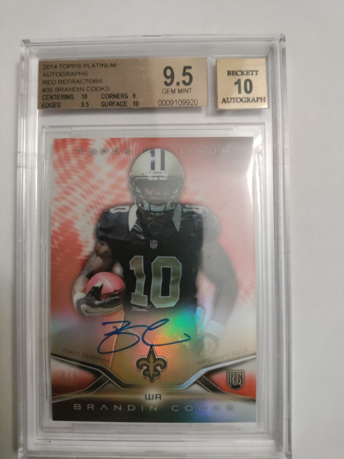 Brandin Cooks Topps Platinum Rookie Autograph #36 Red Refractor