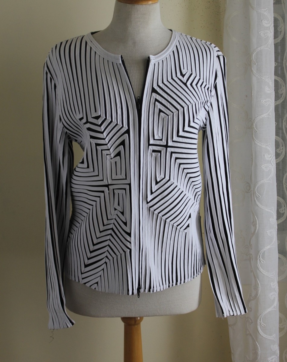 Andrea Rosati Fiber Artist Sz 10 M L Funky White Art-to-Wear