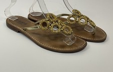 MUSA Size 38 8 Crystals Embellished Gold Flat Sandals Thong