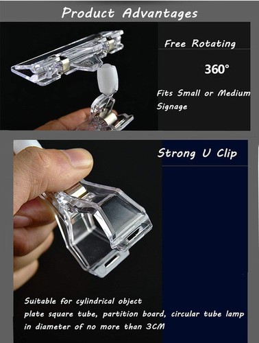Plastic Merchandise Clip Rotatable Price Display Holders Clip Pack of 48 Clear - Picture 6 of 6