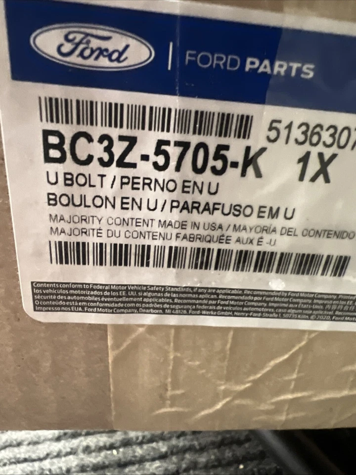 Componentes de suspensión Ford OEM 11-22 F-250 Super Duty-perno en U BC3Z5705K Foto 4 de 4