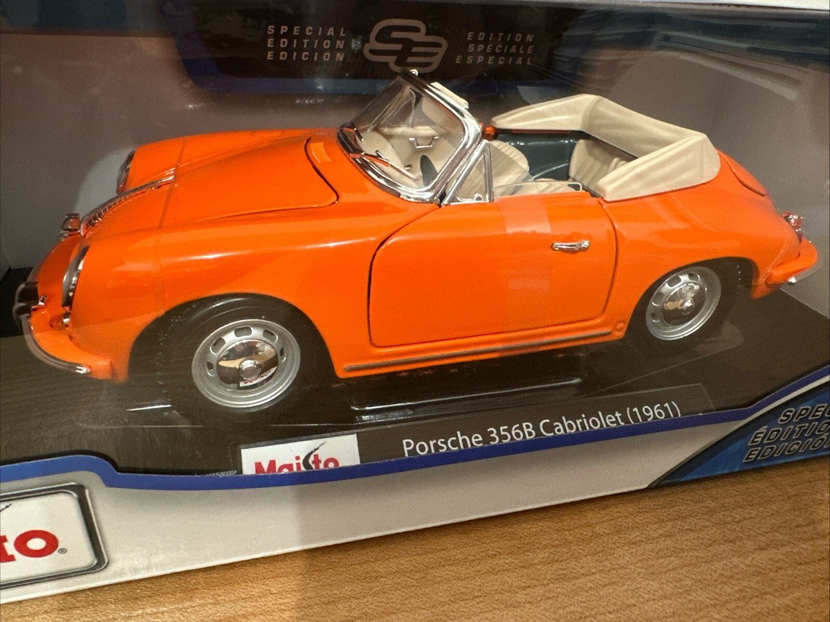 Maisto Porsche 356B Cabriolet 1:18 Scale 1961 Diecast Car Orange