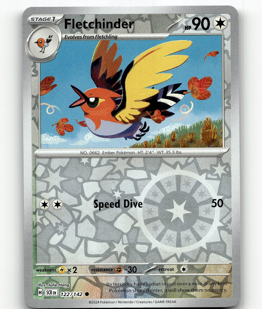 Reverse Holo - Fletchinder Pokemon  Common  122/142 Stellar Crown