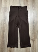 70s VINTAGE Sears Kings Road Brown Polyester Pants Size 32x28 Bootcut Flare Men