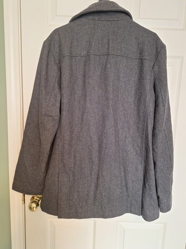 American Rag Jacket Men Gray Textured Double Breasted Zip & Button Up Overcoat L - Picture 6 of 6